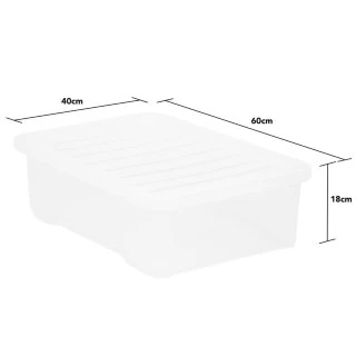 B&M Underbed Clear Storage Box With Lid 32L - Clear - Image 4