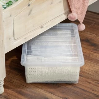 B&M Underbed Clear Storage Box With Lid 32L - Clear - Image 3