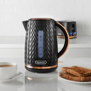 Goodmans Textured Kettle 1.7L - Black & Rose Gold - Image 2