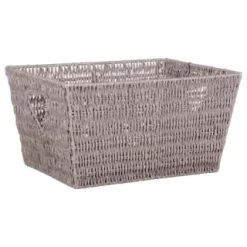 B&M Vannes Heart Cut Out Wicker Basket - Grey