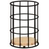 B&M Black Cutlery Holder With Wooden Base