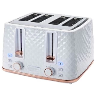 Goodmans Diamond 4 Slice Toaster - White & Rose Gold