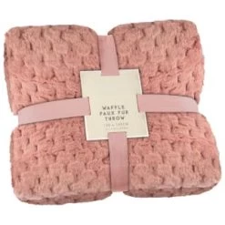 Heritage Collection Waffle Faux Fur Throw - Blush