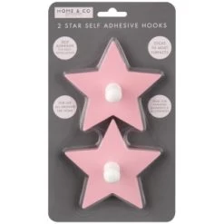 B&M Star Shaped Self Adhesive Hooks 2pk - Blush
