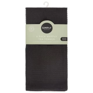 Simply Everyday Waffle Tea Towels 3pk - Black
