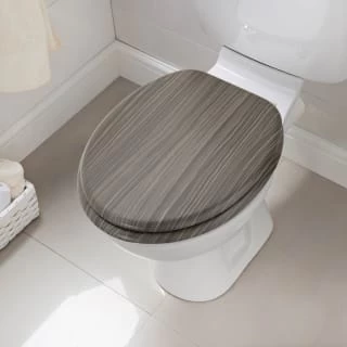 Addis Grey Wood Toilet Seat