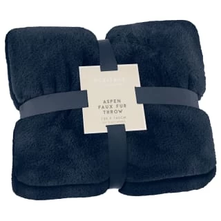 Heritage Collection Aspen Faux Fur Throw - Navy