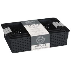 B&M Set Of Three Storage Baskets - Black