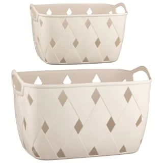 Diamond Embossed Cream Storage Basket - Large - Image 2