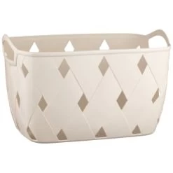 Diamond Embossed Cream Storage Basket - Large