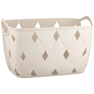 Diamond Embossed Cream Storage Basket - Large