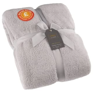 B&M Cosy At Home Silver Teddy Throw