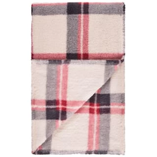 Simply Everyday Check Sherpa Throw - Red - Image 3