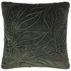 B&M Leaf Velvet Quilted Cushion - Green