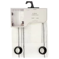 Ezra Stripe Voile With Black Eyelets 55 X 90"