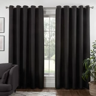 B&M Colorado Hopsack Fully Lined Black Eyelet Curtains 46 X 72"