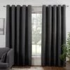 B&M Colorado Hopsack Fully Lined Charcoal Eyelet Curtains 66 X 72"
