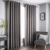 B&M Oxford Grey Black Out Curtains With Eyelets 66 X 72"