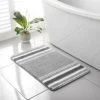 Stripe Memory Foam Bath Mat 50 X 80cm - Grey