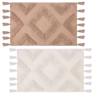 B&M Diamond Flatweave Bath Mat - Cream - Image 2
