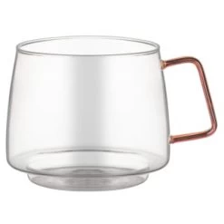 B&M Glass Mug With Coloured Handle