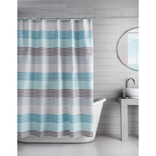 Blue Stripe Printed Shower Curtain - Image 2