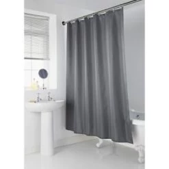 B&M Mono Jacquard Shower Curtain - Grey