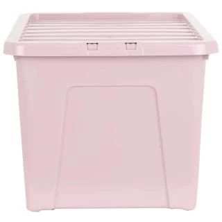 B&M Storage Box With Lid 60L - Dusty Pink - Image 4