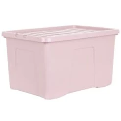 B&M Storage Box With Lid 60L - Dusty Pink