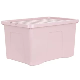 B&M Storage Box With Lid 60L - Dusty Pink