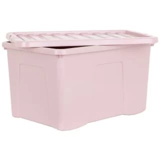B&M Storage Box With Lid 60L - Dusty Pink - Image 2