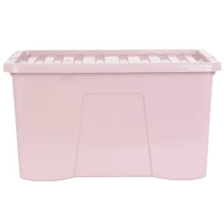 B&M Storage Box With Lid 60L - Dusty Pink - Image 3
