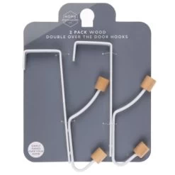B&M Wood Double Over The Door Hooks 2pk