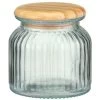 B&M Small Ribbed Glass Jar With Wooden Lid