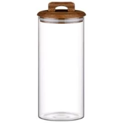 B&M Large Glass Jar With Acacia Wood Lid