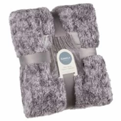 B&M Simply Two Tone Teddy Throw - Grey