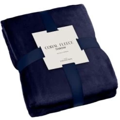 Navy Coral Fleece Throw