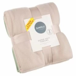 Simply Sage & Oatmeal Polar Fleece Throw 2pk