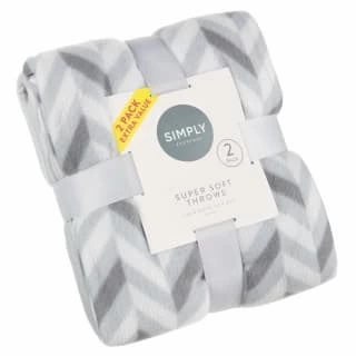 Simply Grey & Geo Print Polar Fleece Throw 2pk