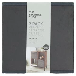 Lokken Velvet Storage Cubes 2pk - Grey - Image 2