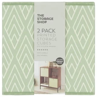 Lokken Printed Storage Cubes 2pk - Sage Diamond - Image 3