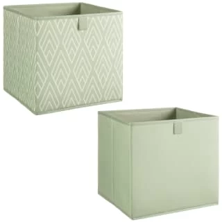 Lokken Printed Storage Cubes 2pk - Sage Diamond - Image 4
