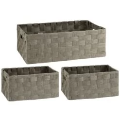 B&M Caen Set Of 3 Paper Rope Baskets - Grey