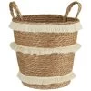B&M Fringe Stripe Wicker Basket