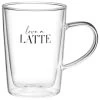 B&M Printed Double Wall Glass Latte Mug
